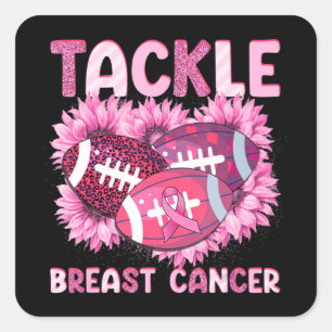 Tackle Football Cancer Pink Ribbon Breast Cancer A Square Sticker