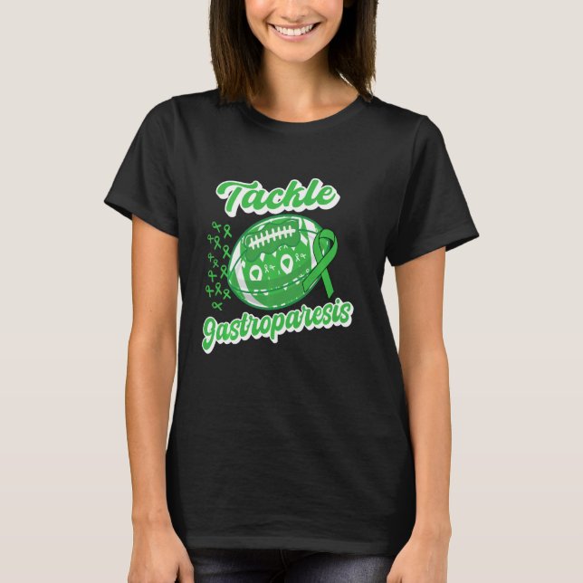 Tackle Gastroparesis Awarenes Disease Football Gre T-Shirt (Front)