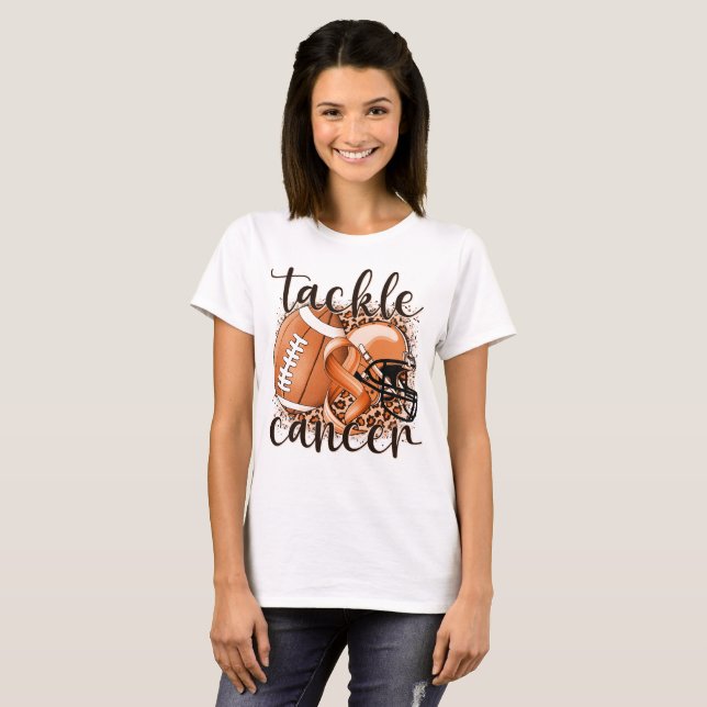 Tackle Kidney Cancer Football Themed T-Shirt (Front Full)