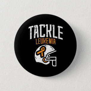 Tackle Leukemia Helmet Orange Ribbon Blood Cancer Button