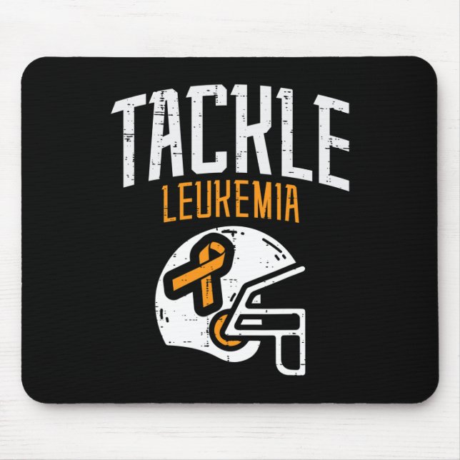Tackle Leukemia Helmet Orange Ribbon Blood Cancer  Mouse Pad (Front)