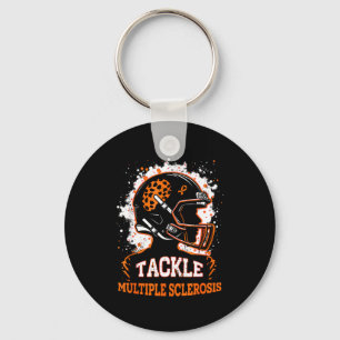 Tackle Multiple Sclerosis Awareness Orange Ribbon Keychain