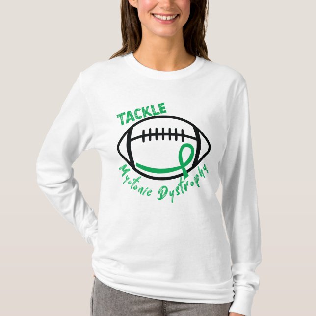 Tackle Myotonic Dystrophy with Awareness Ribbon  T-Shirt (Front)