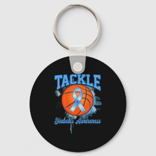 Tackle Sketll Blue Ribbon Diabetes Awareness Keychain