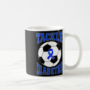 Tackle Soccer Blue Ribbon Tackle Diabetes Awarenes Coffee Mug