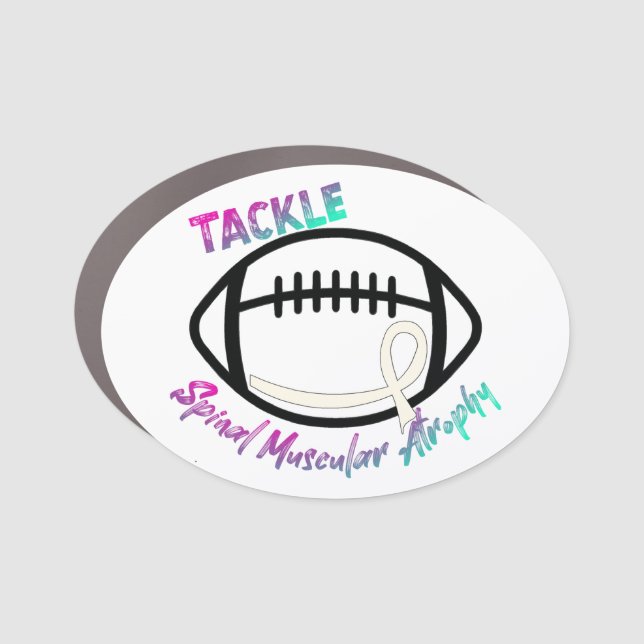 Tackle Spinal Muscular Atrophy Awareness Ribbon  Car Magnet (Front)