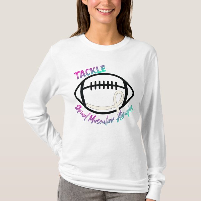 Tackle Spinal Muscular Atrophy Awareness Ribbon  T-Shirt (Front)