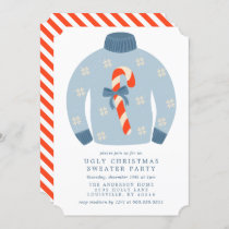 Tacky Candy Cane Ugly Christmas Sweater Party Invitation