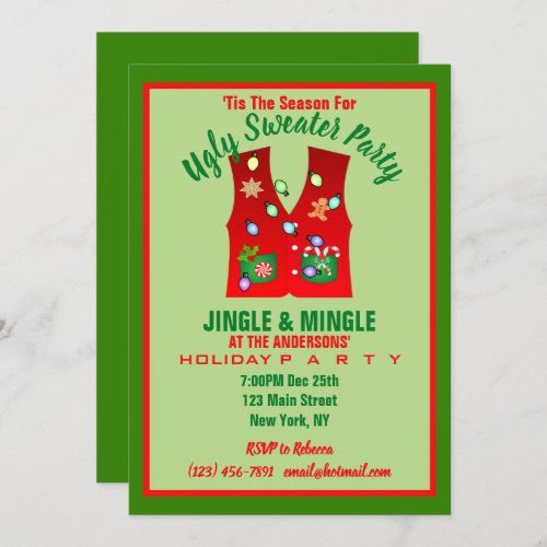 Tacky Christmas Lights Ugly Sweater Party Invitation