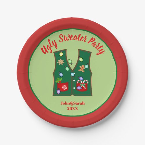 Tacky Christmas Lights Ugly Sweater party Paper Plates