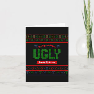 Tacky Christmas Nordic Knit Pattern Red Green Ugly Card