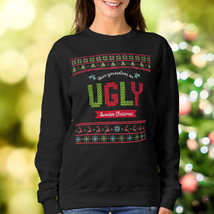 Tacky Christmas Nordic Red Green Knit Pattern Ugly Sweatshirt