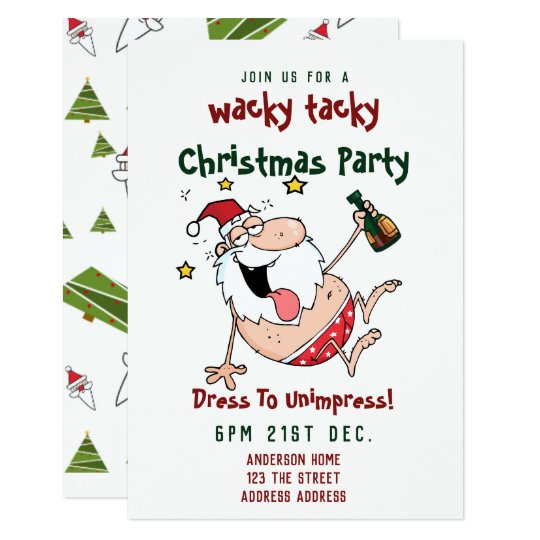 TACKY Christmas Party Invitation Funny DRUNK Santa | Zazzle.com