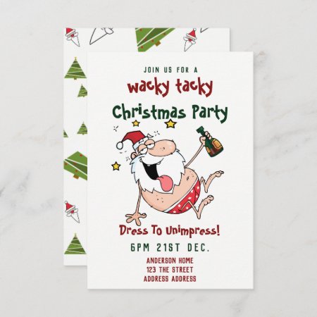 Tacky Christmas Party Invitation Funny Drunk Santa