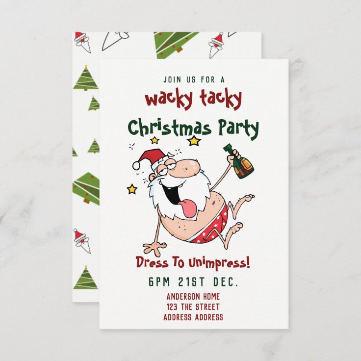 Tacky Christmas Party Invitation Funny Drunk Santa Zazzle