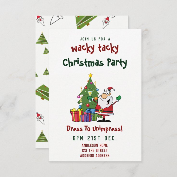 TACKY Christmas Party Invitation Funny Santa | Zazzle