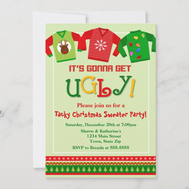 Tacky Christmas Sweater Party Invitation (Front)