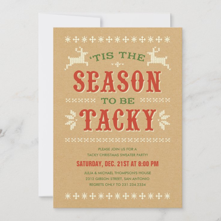 Tacky Christmas Sweater Party Invitations Zazzle 1139