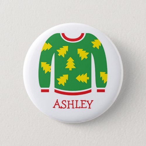 Tacky Christmas Sweater Party Name Tags Pinback Button