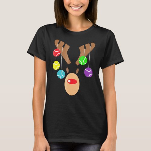 Tacky Christmas Tennis Reindeer With Tennis Balls T_Shirt