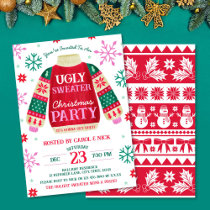 Tacky Festive Ugly Sweater Party Red and Green Invitation