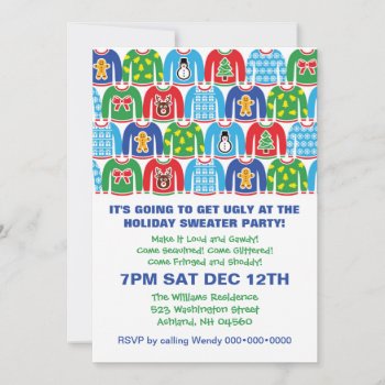 Tacky Holiday Sweater Party Ugly Sweater Invitatio Invitation by PineAndBerry at Zazzle