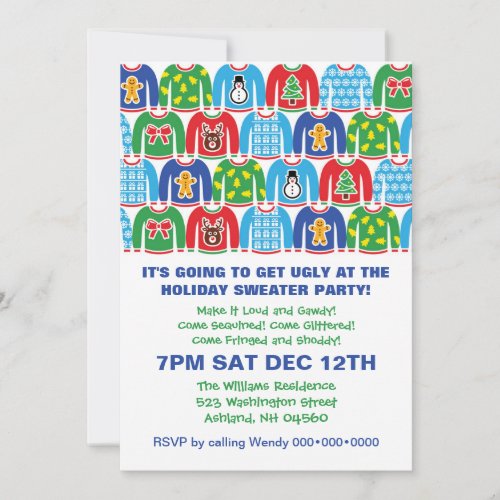 Tacky Holiday Sweater Party Ugly Sweater Invitation