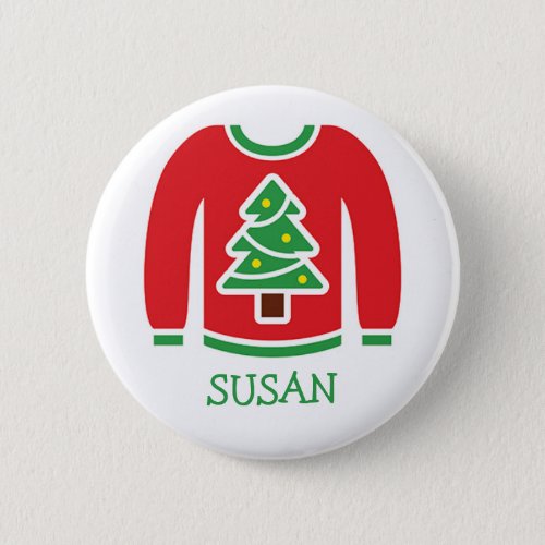 Tacky Sweater Holiday Party Name Tags Button