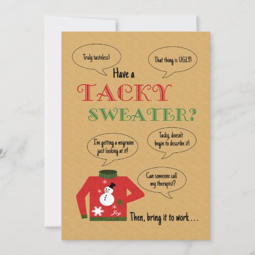 Tacky Sweater Office Christmas Party Invitation