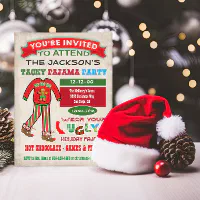 Tacky Ugly Christmas Pajamas Party invitation Zazzle