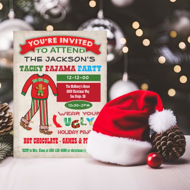 Tacky Ugly Christmas Pajamas Party invitation (Creator Uploaded)