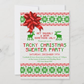 Tacky Ugly Christmas Sweater Party Invitation | Zazzle