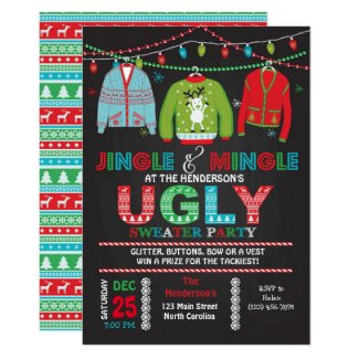 Tacky Ugly Sweater Christmas Party Invitation