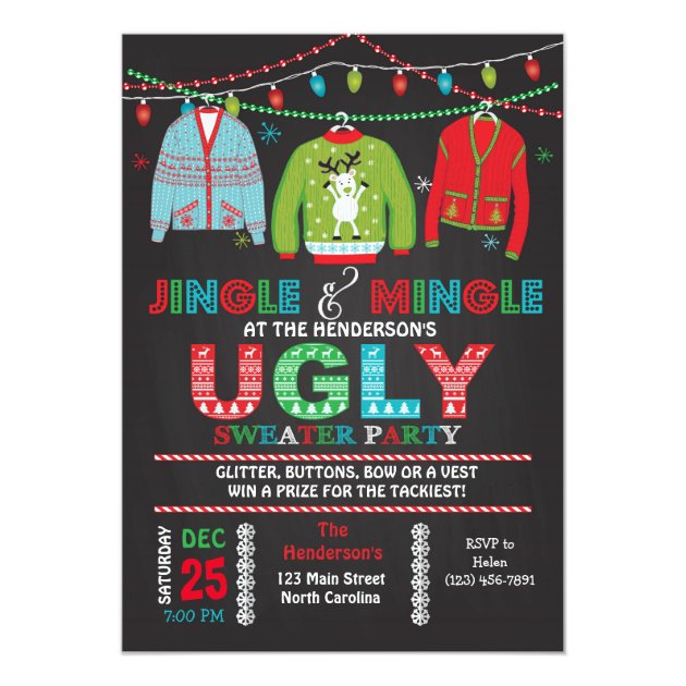 Tacky Ugly Sweater Christmas Party Invitation
