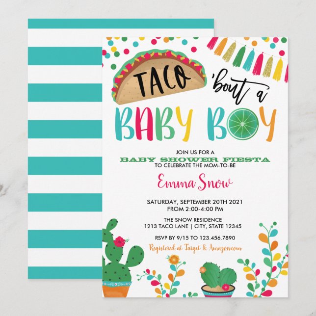 Taco about a Baby Boy Shower Invitation (Front/Back)