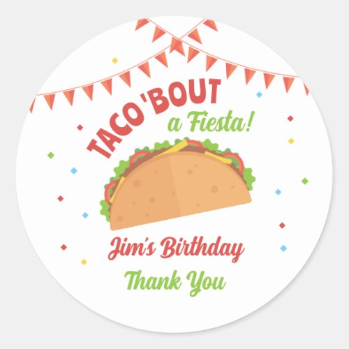 Taco About a Fiesta Birthday Party Classic Round Sticker