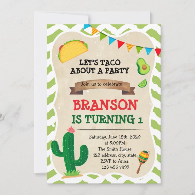 Taco about birthday party invitation (Front)