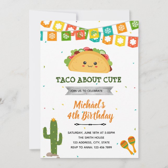 Taco about cutie party birthday Invitation (Front)
