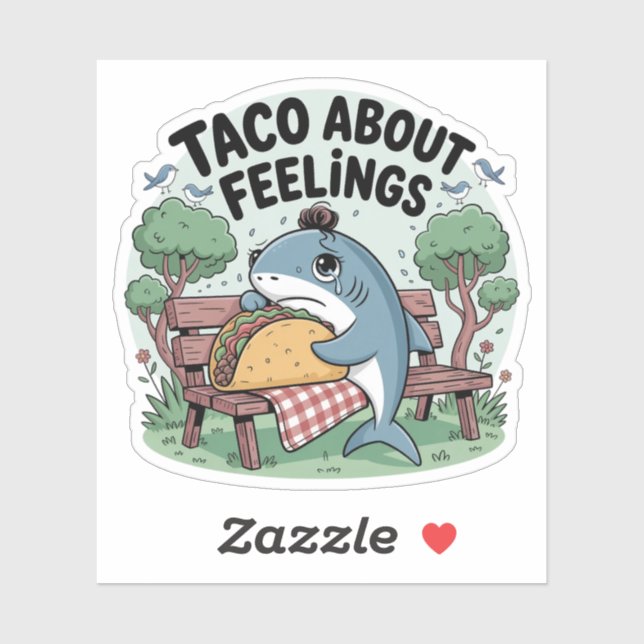 Taco About Feelings – Sad Shark Sticker (Sheet)