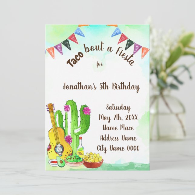 Taco About Fiesta Birthday  Invitation (Standing Front)