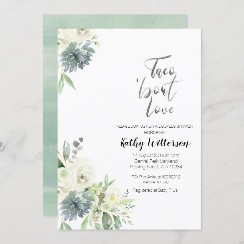 Taco about Love COUPLES SHOWER Invitation