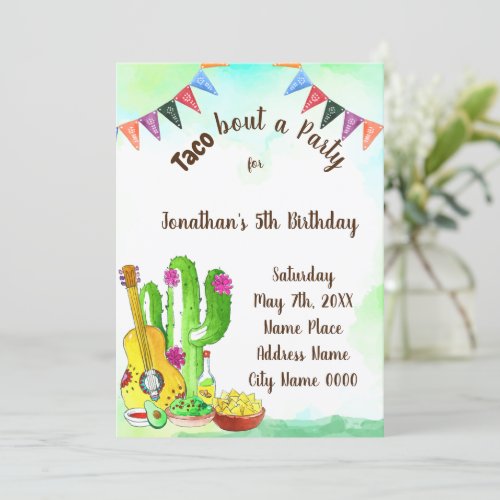 Taco About Party Birthday  Invitation