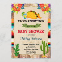 Taco about twin theme party invitation