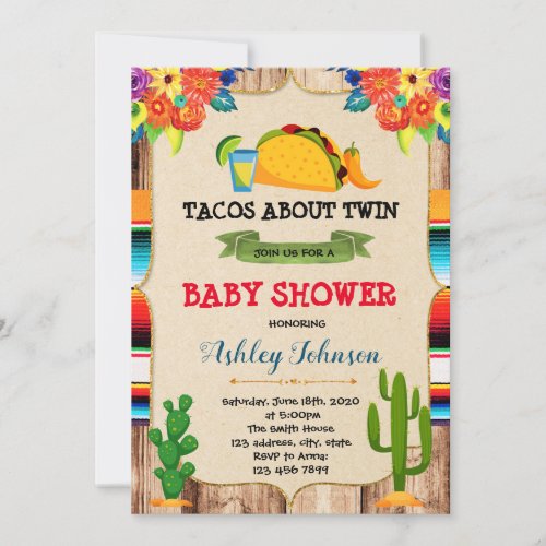 Taco about twin theme party invitation