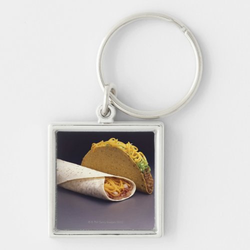 Taco and bean burrito keychain