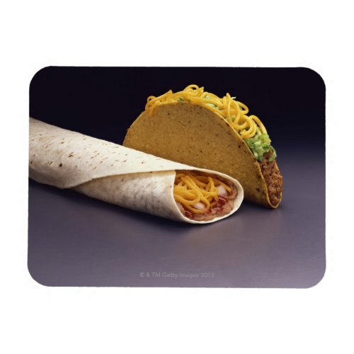 Taco and bean burrito magnet
