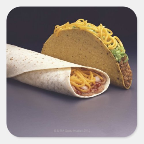 Taco and bean burrito square sticker