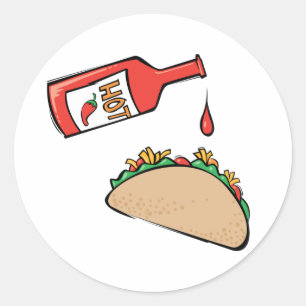 Taco and Hot Sauce Classic Round Sticker