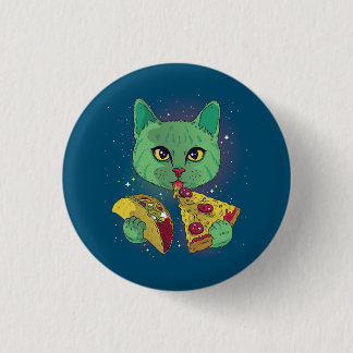 Taco and Pizza Cosmic Space Cat Button