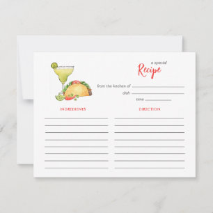 Taco and Tequila Bridal shower Recipe card